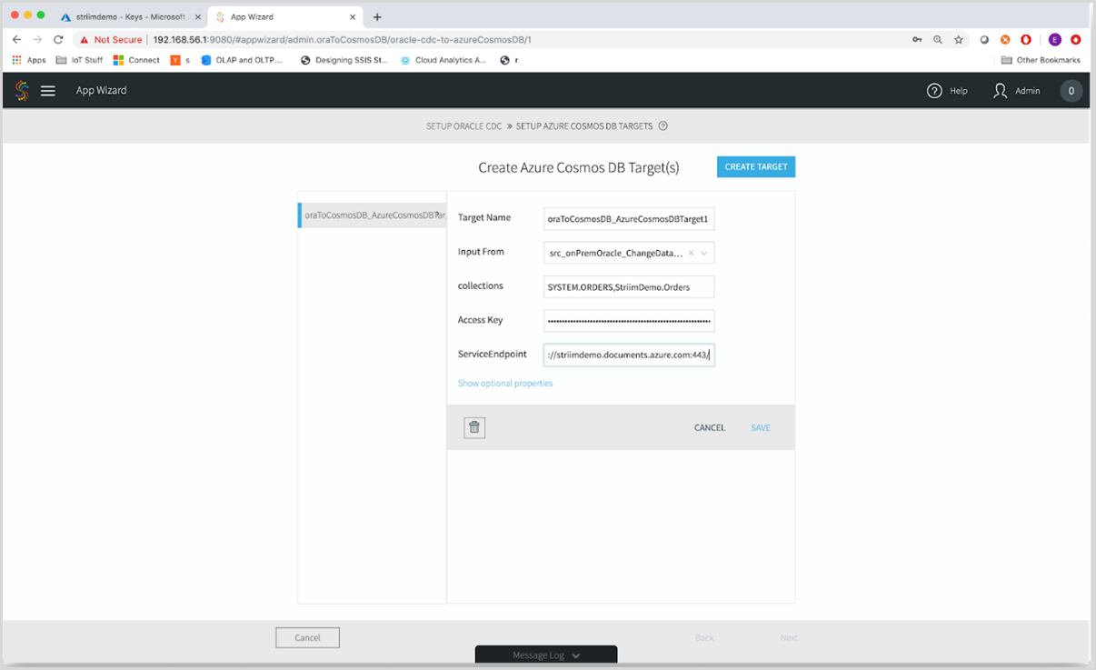 Configurare i parametri della destinazione