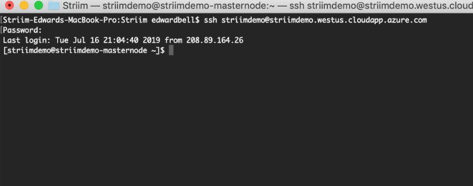 Connettersi alla macchina virtuale di Striim