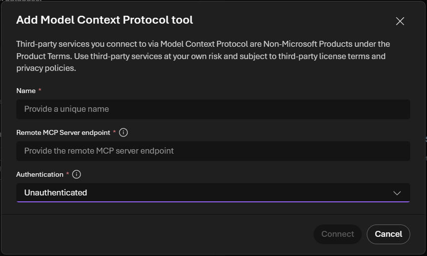 Screenshot dell'aggiunta di uno strumento in Microsoft AI Foundry.