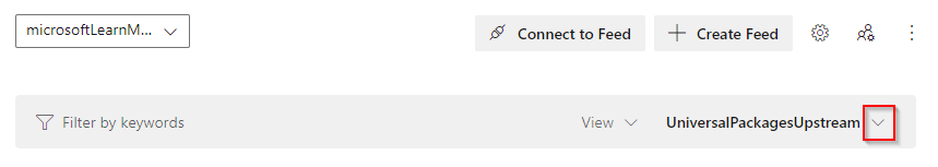 Screenshot che mostra come filtrare i pacchetti dall'origine upstream UPack.