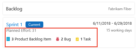 Pagina del backlog del prodotto, trascinare gli elementi di lavoro nello sprint o assegnarli nello sprint tramite il menu di scelta rapida