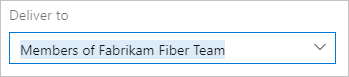 Screenshot che mostra il nome di un team per l'invio email.