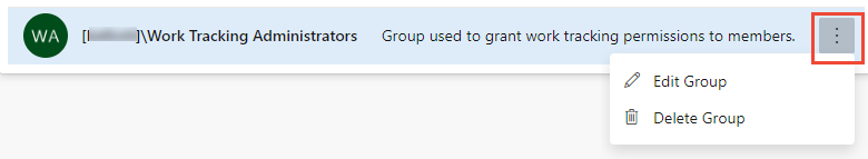 Screenshot del menu di scelta rapida per gruppo Personalizzato