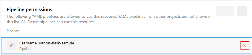 Screenshot dell'opzione pipeline di revoca.
