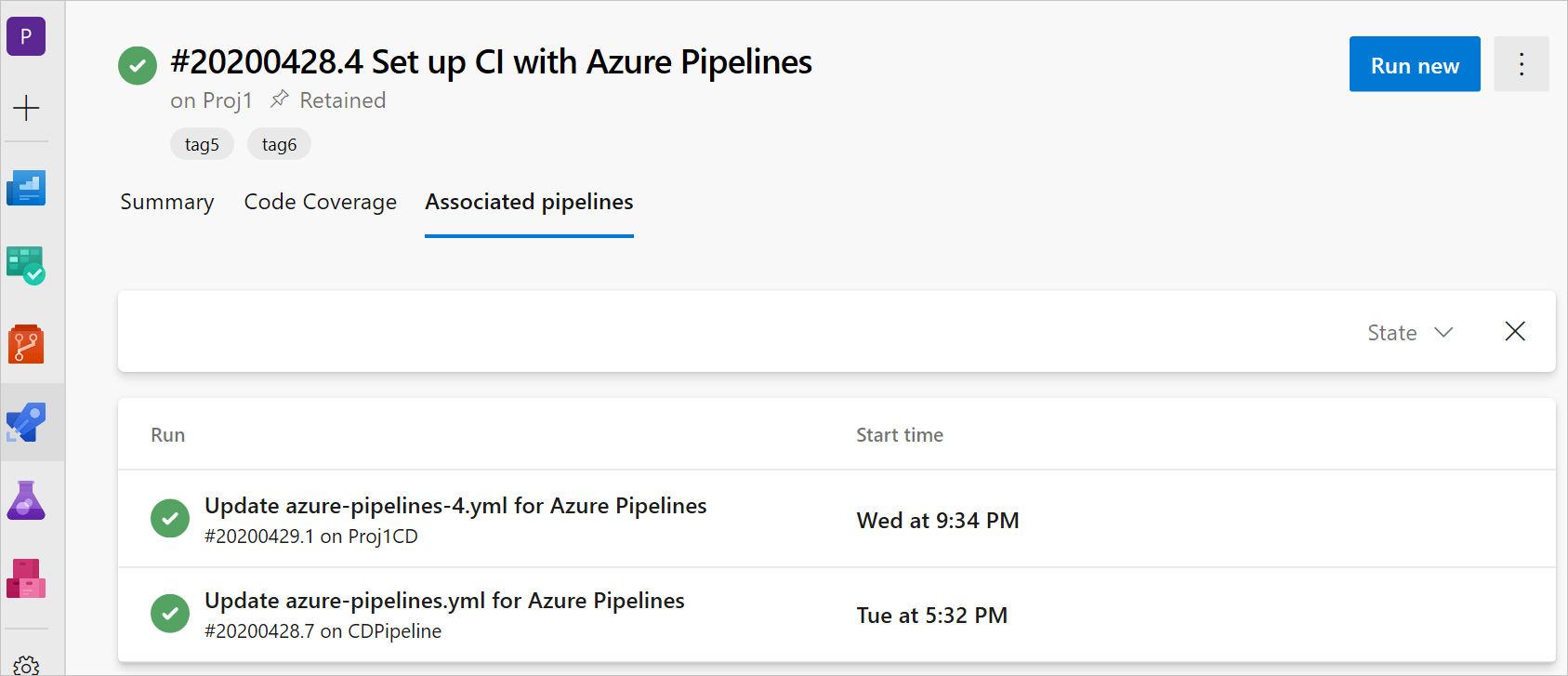 Screenshot che mostra le informazioni sulle pipeline CD nelle pipeline CI.