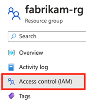 Screenshot che mostra la selezione di Controllo di accesso nel menu delle risorse.