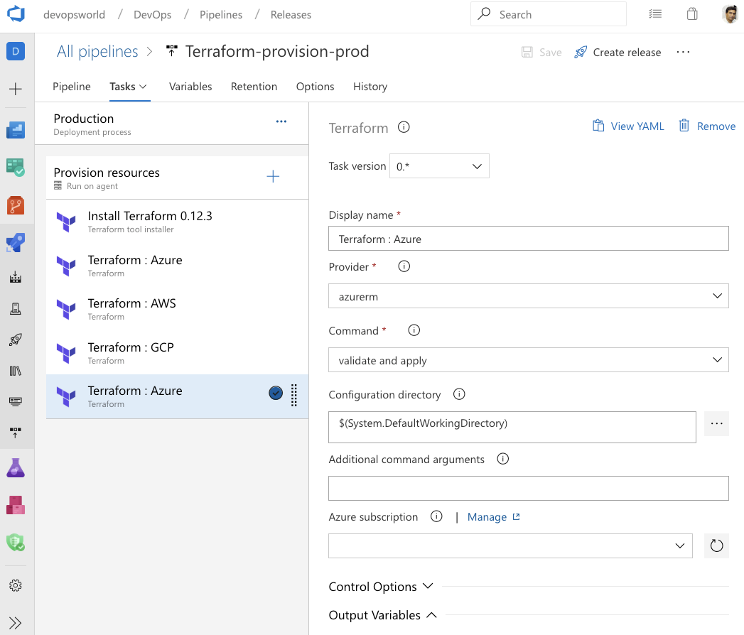 Integrazione di Terraform con Azure Pipelines.