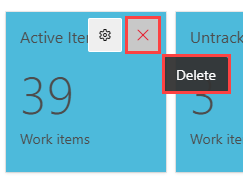 Screenshot dell'eliminazione del widget da un dashboard.