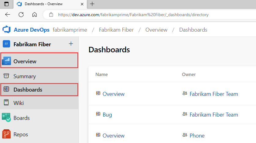 Screenshot del portale web, apri la Dashboard.