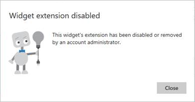 Screenshot della notifica di estensione widget disabilitata.