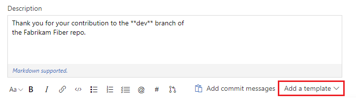 Aggiungere un modello per il pull request