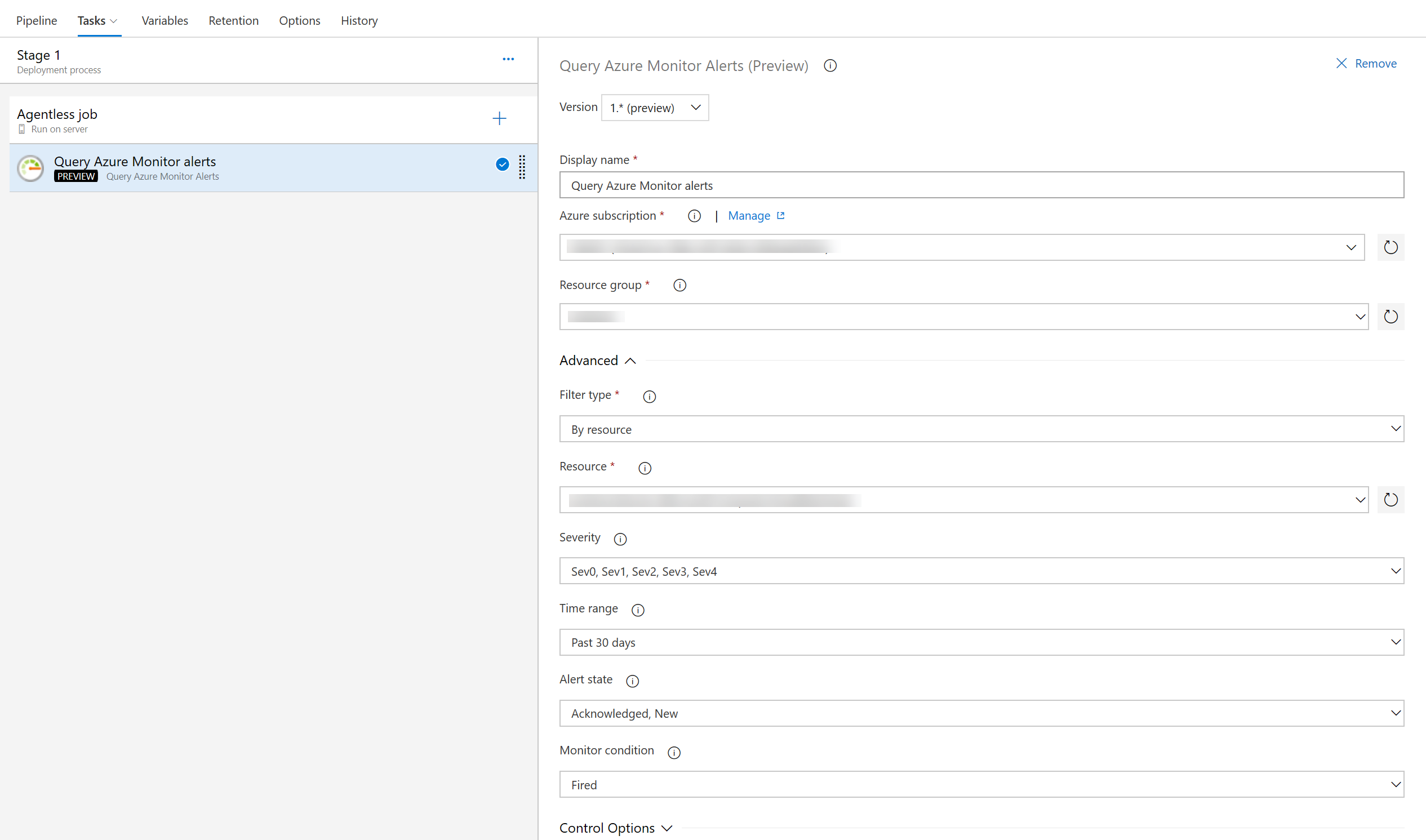 Screenshot che mostra l'anteprima degli avvisi di Query di Monitoraggio di Azure.