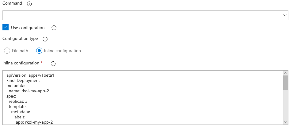 Screenshot che presenta la funzionalità di configurazione Inline.