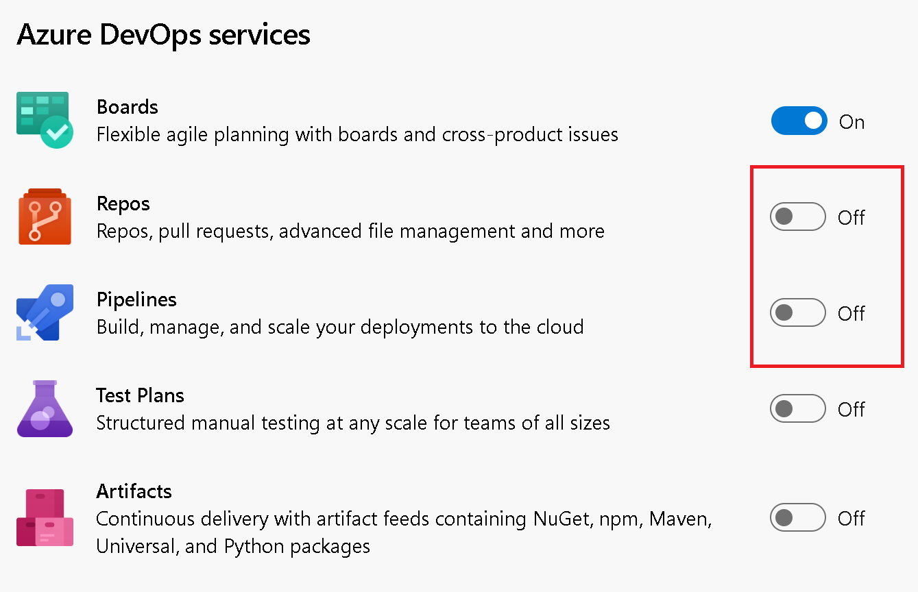 Schermate dei servizi DevOps.