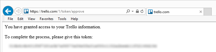 token di autorizzazione Trello