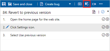 Lo screenshot mostra il pulsante per acquisire il registro delle azioni dell'immagine dall'applicazione.