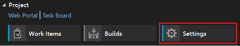 Screenshot della home page di Team Explorer per Visual Studio 2022 che mostra l'opzione Impostazioni evidenziata.