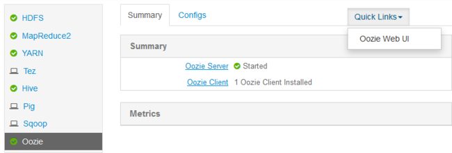 Passaggi dell'interfaccia utente Web di Apache Ambari oozie.
