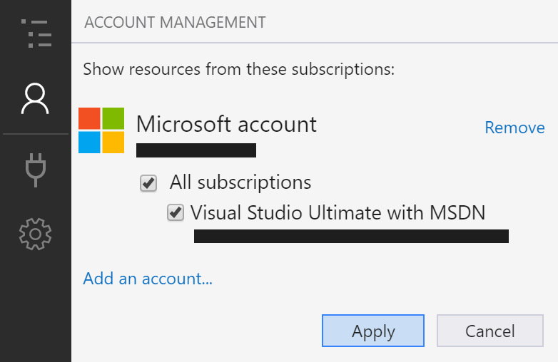 Selezionare sottoscrizioni di Azure