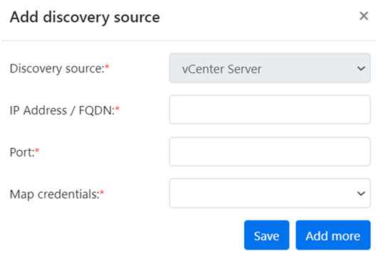 Screenshot che consente di aggiungere altri dettagli del server vCenter.