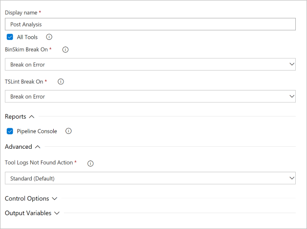Configurazione del compito di costruzione post-analisi
