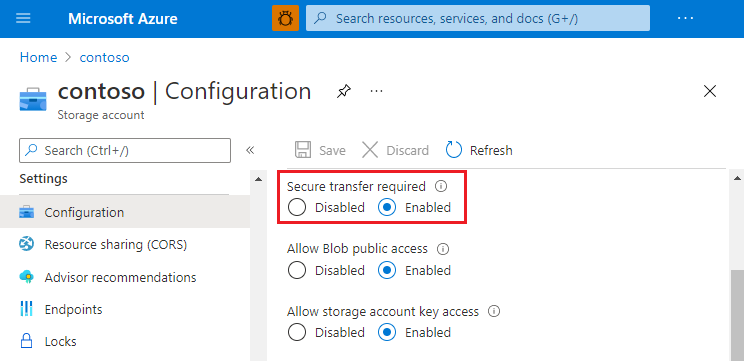 Riquadro del menu Account di archiviazione