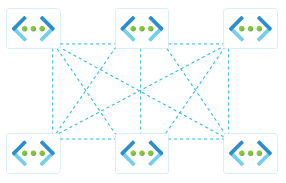 Screenshot di un diagramma di topologia mesh che mostra le reti virtuali connesse in una mesh bidirezionale.