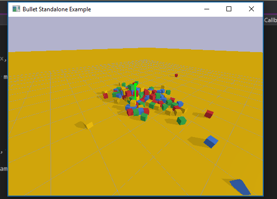 Screenshot dell'applicazione in esecuzione. Si tratta di una raccolta di blocchi colorati su un piano giallo.