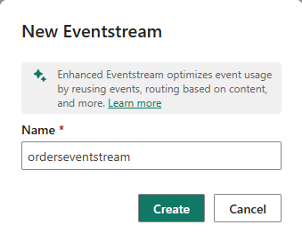 Screenshot che mostra la finestra Nuovo flusso di eventi.