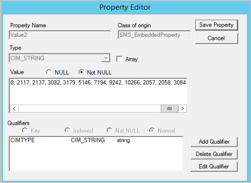 Screenshot dell'aggiunta del codice del linguaggio in Property Editor