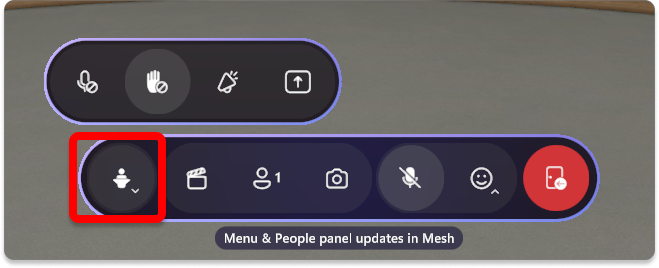 Screenshot degli strumenti della libreria in un evento Mesh per una singola sala.