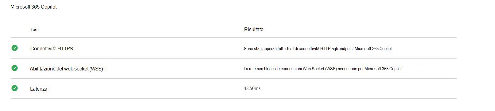 Test di connettività - Passaggio del web socket