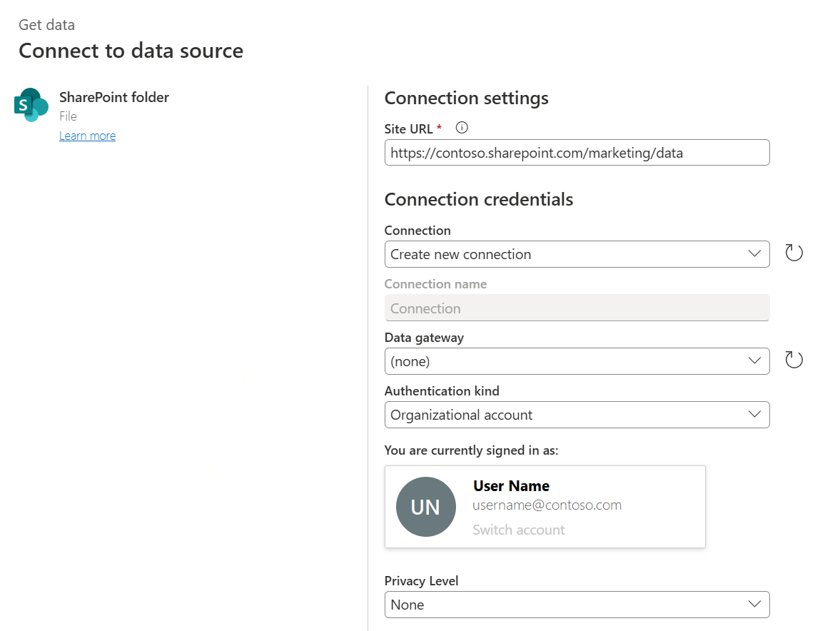 Screenshot della selezione della cartella online e dell'accesso.