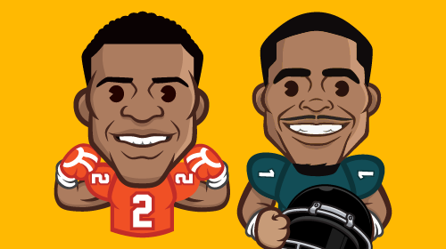 Disegno di Calais Campbell e Jalen Hurts.