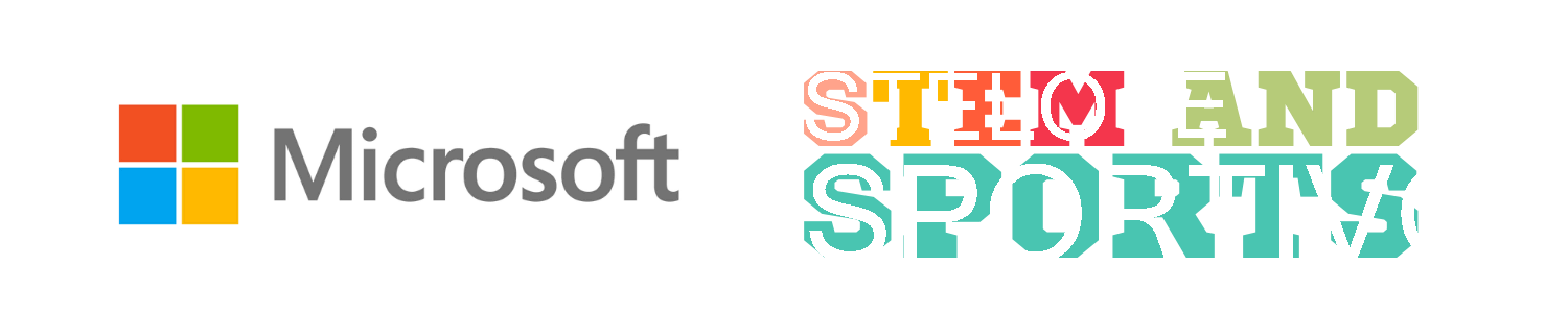 Un grafico che mostra un logo della collaborazione di Microsoft con STEM e Sport.