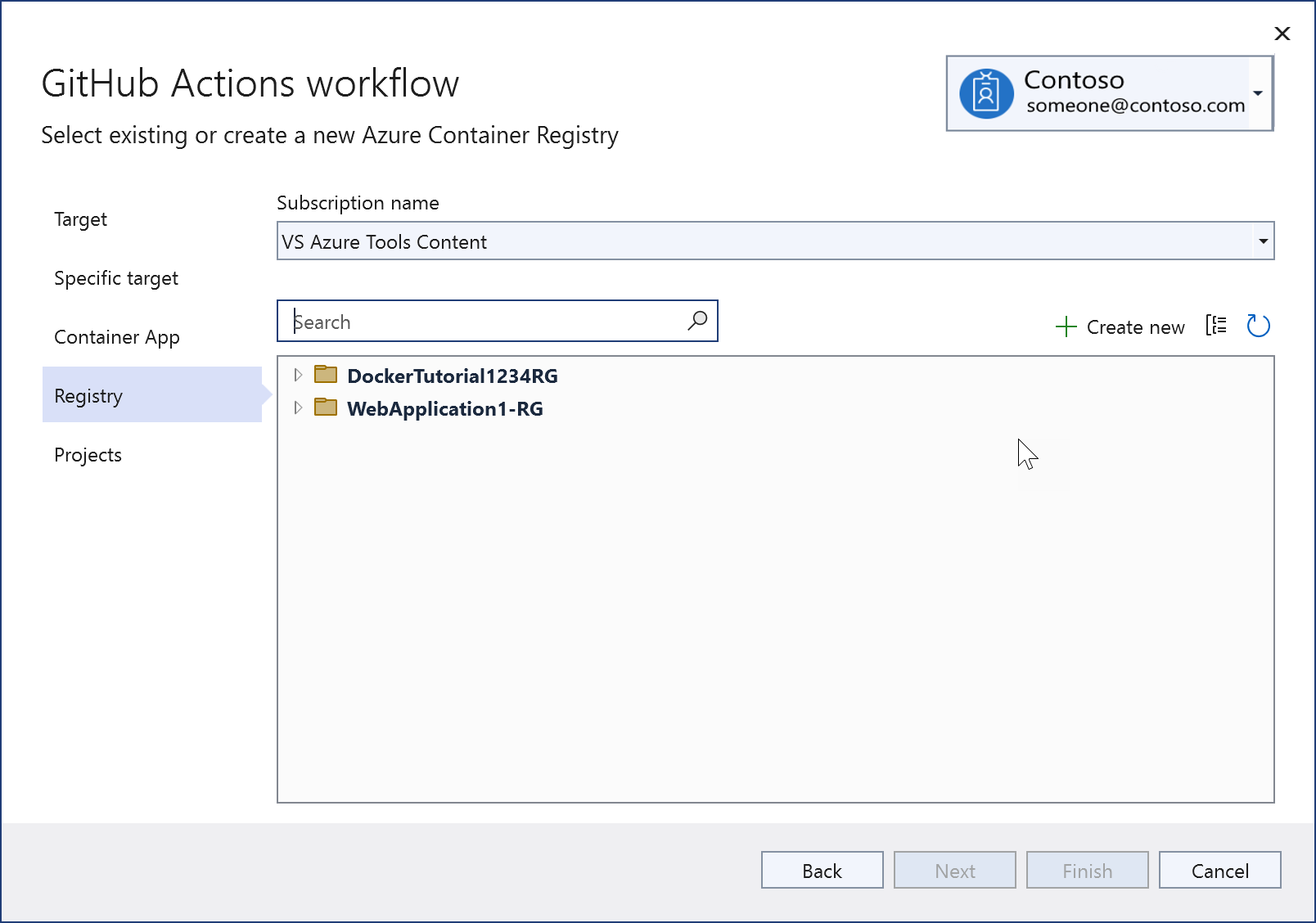 schermata di Registro Azure Container.