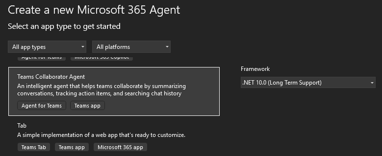 Agente Collaboratore di Teams in Visual Studio