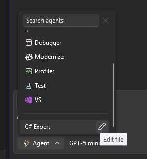  Agenti personalizzati nel selettore agente di Visual Studio