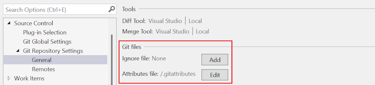 Screenshot che mostra la sezione Aggiungere il file gitignore e Modificare il file gitattributes nel repository.