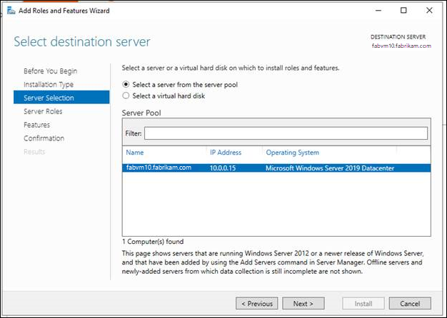 server di destinazione
