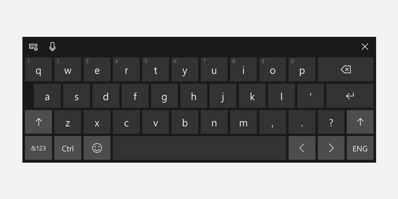 tastiera touch Windows per ricerca incrementale