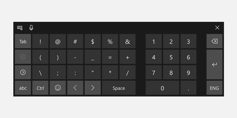 tastiera virtuale Windows per i numeri di telefono