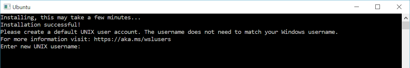 l'operazione di scompattamento di Ubuntu nella console di Windows