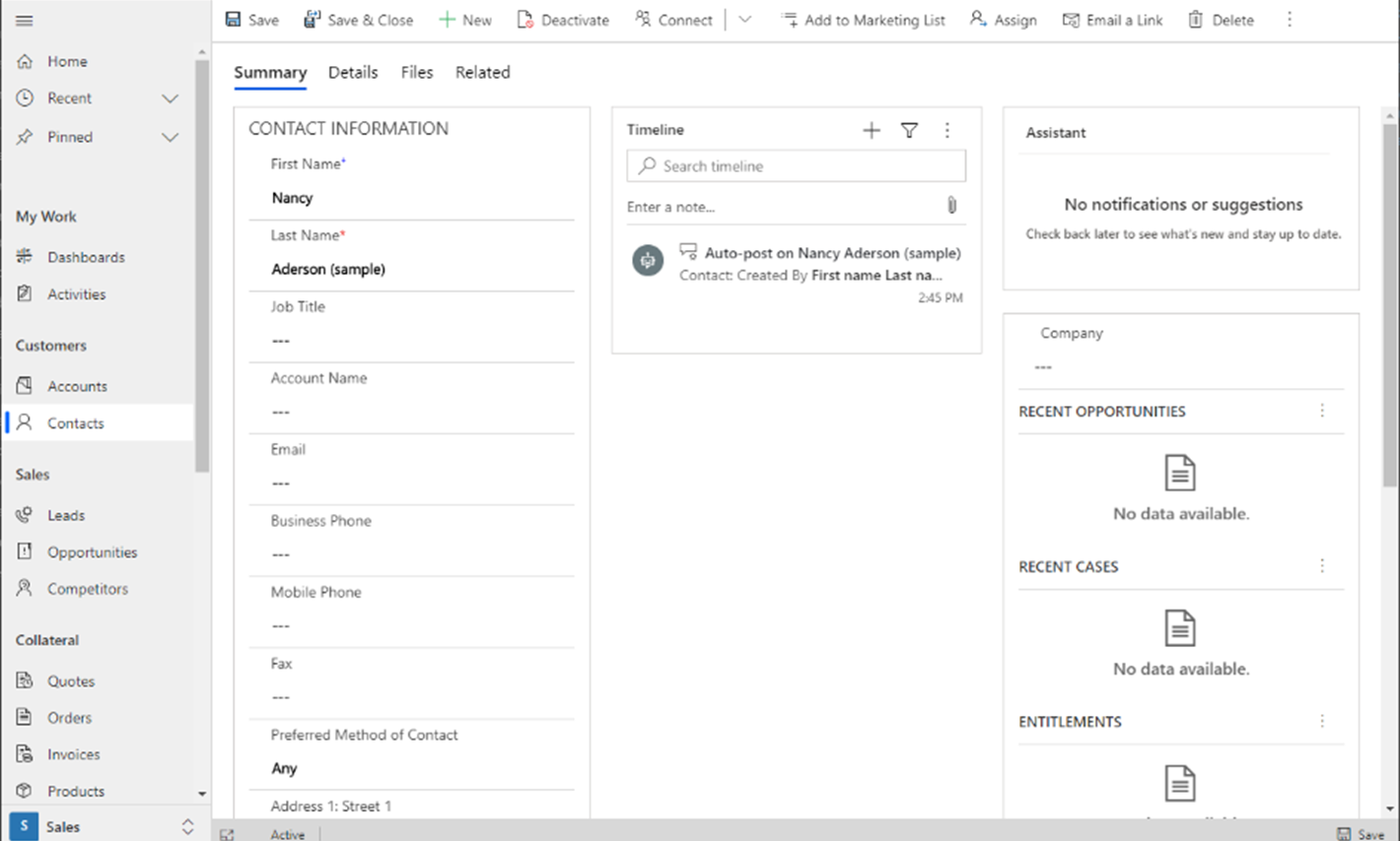 Example model-driven App form