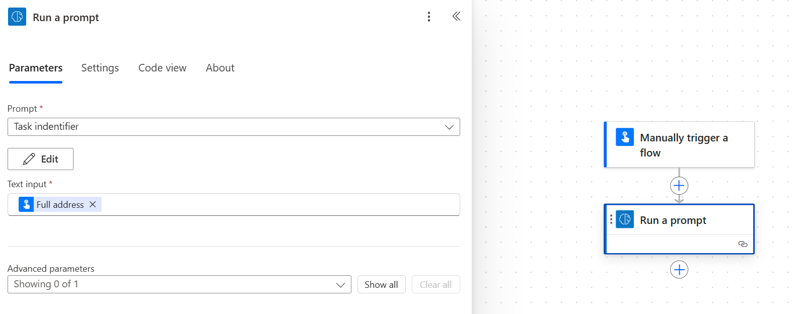 Снимок экрана выбранного запроса с входными данными.