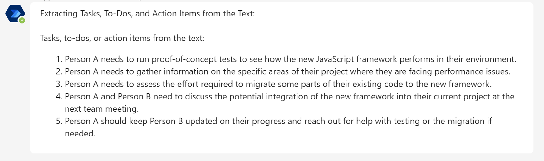 Снимок экрана сообщения Teams.