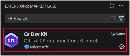 Набор средств разработки C# на Marketplace расширений Visual Studio Code