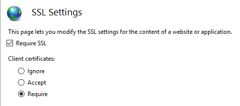 Параметры сертификата клиента в IIS