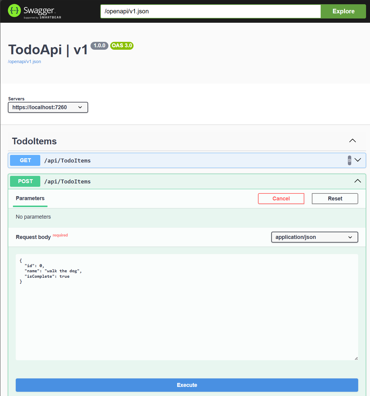 Swagger с запросом типа POST