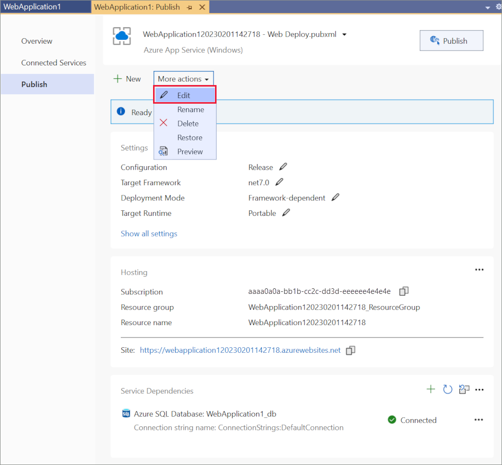 Публикация общей информации профиля: редактировать настройки